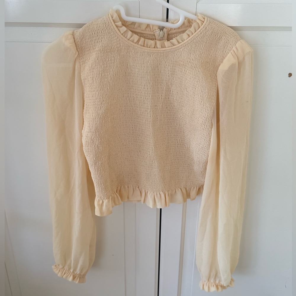 Wilfred Cream Ruffled Long Sleeve Blouse